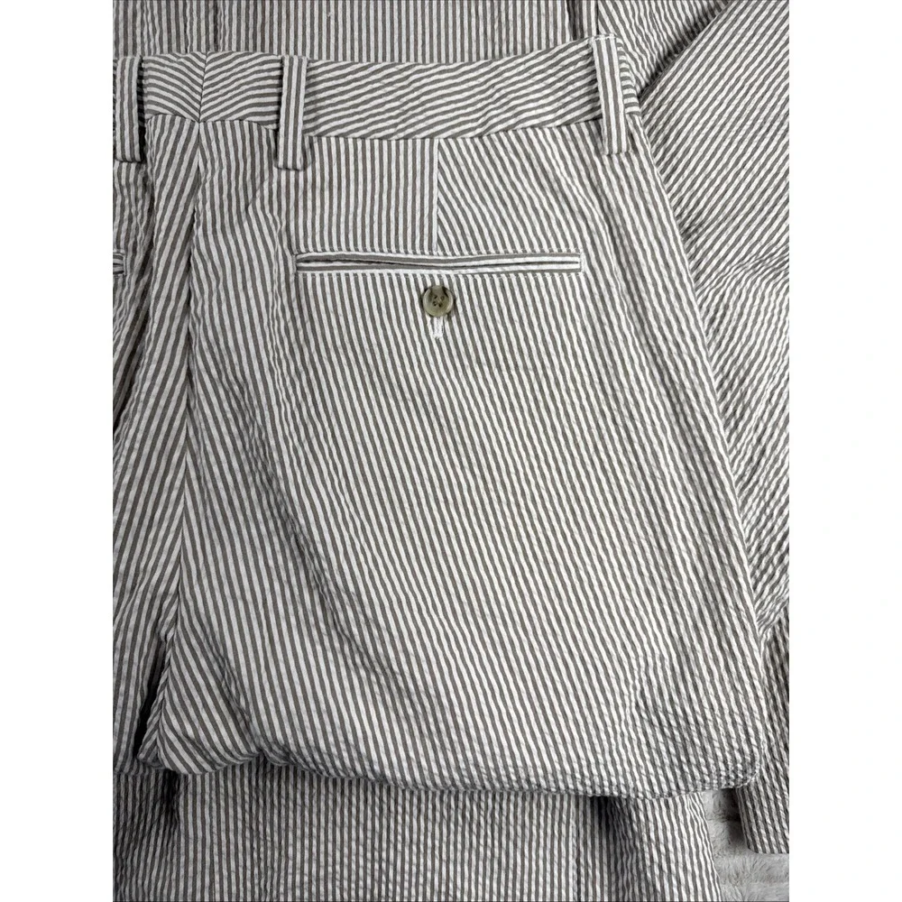 Bonobos Nova Fides Italy Seersucker Suit Beige Striped 40S Blazer 32x27 Pants